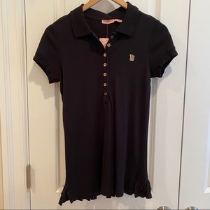 Juicy Couture Black Ruffled Back Hem Polo